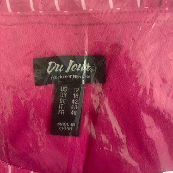 NWT DU JOUR SCOOP-NECK STRIPED RUFFLE DRESS VERY BERRY 12‎ - Picture 13 of 15